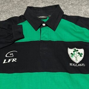 LFR Rugby Shirt Mens XL Ireland Black Green Stripe Shamrock Blokecore NWT